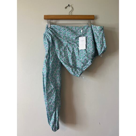 NWT Cami NYC Lenore One Shoulder Crop Top Blouse in Turquoise Wallpaper - Picture 2 of 10